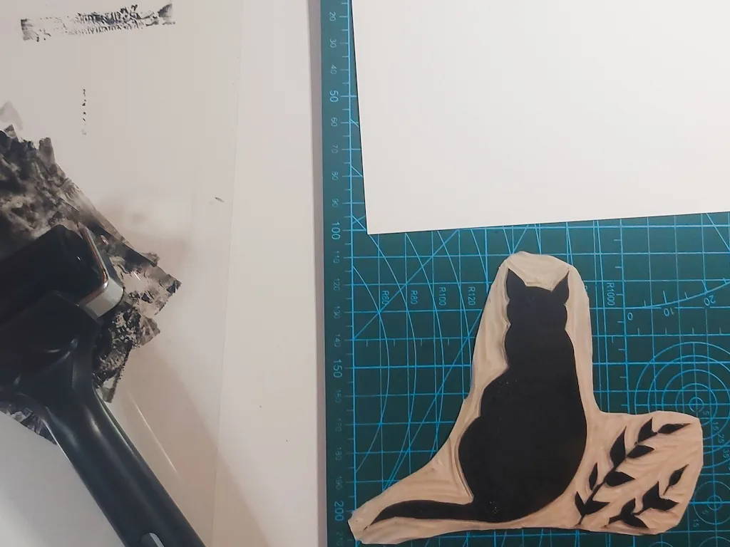 Katze Linoldruck